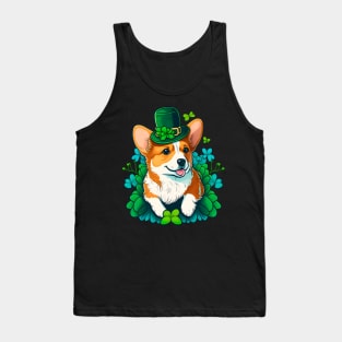 Funny Corgi Lover Shamrock Happy St Patricks Day Tank Top